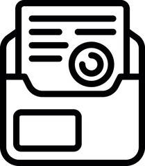 Poster - Black and white line art illustration of a vintage floppy disk icon