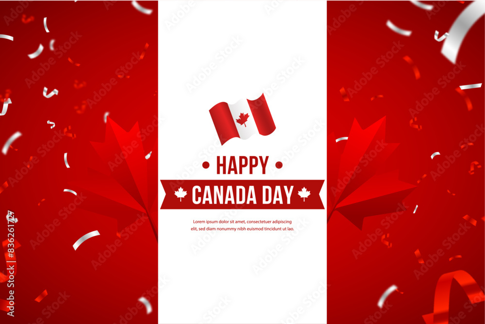 Happy canada day celebration banner template. Canadian flag in 1st of ...