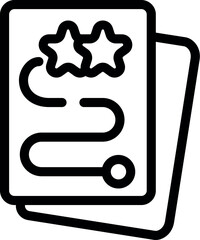 Poster - Black and white line art vector illustration of a document with star ratings on top