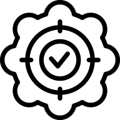 Poster - Abstract quality assurance icon with checkmark, gear, and vector in black and white. Perfect for branding and web use