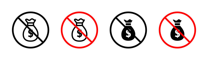 Poster - No money icon vector set collection for web