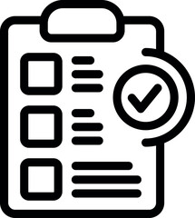 Poster - Clipboard checklist icon illustration with black and white vector line art design for efficient task management and organization