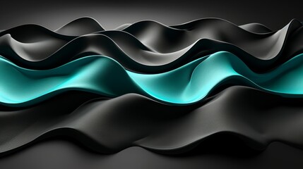 Wall Mural - Abstract Wavy Background with Black and Turquoise