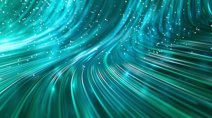 Wall Mural - Flowing light lines in vivid blue-green, illustrating the essence of digital transformation.