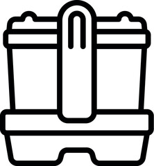 Poster - Digital illustration of dualsection recycling bins for waste management in line art style