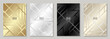 © Art Posting - Premium set elegant cover design for invitation, cover design, flayers, menu, notebook, cards. Luxury design templates with black, gold and silver geometric pattern.