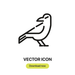 Fototapete - Crow icon vector. Linear-style sign for mobile concept and web design. Crow symbol illustration. Pixel vector graphics - Vector.