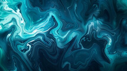 Wall Mural - fluid abstract patterns in blue-green, signifying advancements in ai technology.