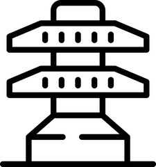 Poster - Black and white line art of a multidirectional blank signpost