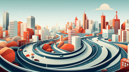 Wall Mural - Modern city and transportation hub