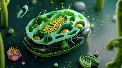 chloroplast structure: depict chloroplasts within a plant cell, explaining their role in photosynthe