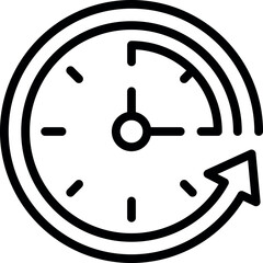 Poster - Simple black and white line art illustration of a clock depicting the passage of time