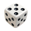 © MagicAI - 3D rendering of a white six-sided die, showing a six, transparent background