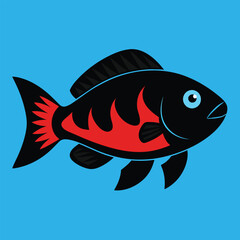 Wall Mural - Solid color Cichlid animal vector design