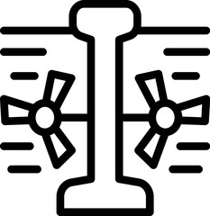 Poster - Simplified icon depicting traffic signal with two side lights in a stark black and white