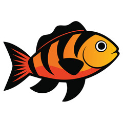 Wall Mural - Solid color Cichlid animal vector design