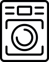 Poster - black and white line art icon of a frontloading washing machine for web and mobile interfaces