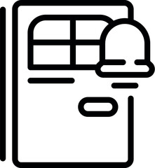 Poster - Minimalistic line drawing of a door with a notification bell, suitable for web and app interfaces