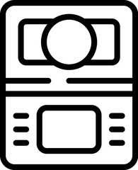 Poster - Vintage camera icon illustration in black and white minimalist line art design, capturing the nostalgia of classic photography equipment