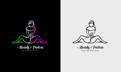 Wall Mural - Ladies parlous, girl body massage, hairstyle, beautiful body fitness icon logo sample template 