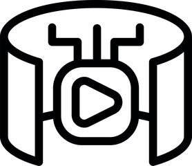 Poster - Graphic icon depicting a stylized virtual reality headset with a play symbol