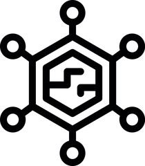 Poster - Black vector icon depicting a modern digital tech symbol with a hexagonal outline