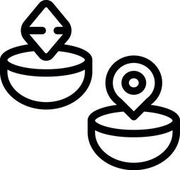 Poster - A black and white illustration of a diwali oil lamp and location pin
