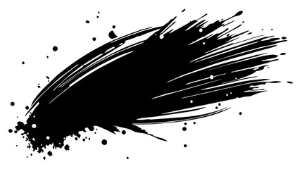 Wall Mural - dynamic black ink brush stroke with splatter elements vector illustration