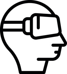 Poster - Futuristic virtual reality headset icon illustration for gaming and entertainment in modern technology and simulation. With a simple black outline and vector design