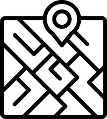 Fototapete - Black outline vector icon of a stylized map with a location pin, suitable for navigation themes