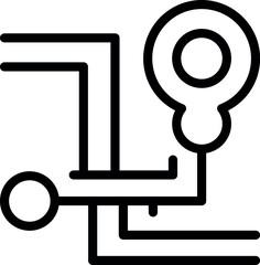 Poster - Black linear icon depicting pathways and keyhole, symbolizing the journey to success