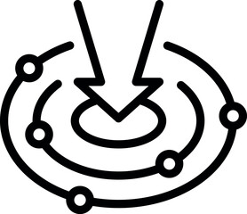 Poster - A simple black and white line icon illustrating a target with an arrow at the center point