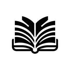 Minimalist book logo silhouette on white background
