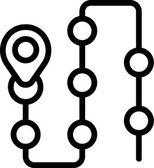 Poster - Black and white illustration of a stylized route with location pins, suitable for navigation themes