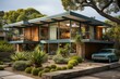 © kenkuza - midcentury home architecture style exterior photorealistic