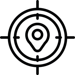 Poster - Vector illustration of location pin encircled by targeting crosshairs