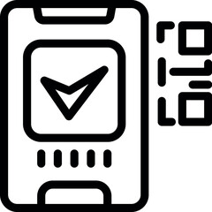 Poster - Minimalist black and white checklist icon for task management on smartphone mobile interface app screen. Vector digital illustration of efficient organization tool for modern productivity design
