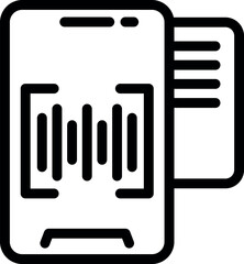 Poster - Vector illustration of a black and white mobile analytics icon for smartphone app technology with data analysis, chart, and graph on the screen