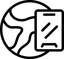 Poster - Global mobile technology icon in simple infographic vector illustration for international connectivity and communication across borders