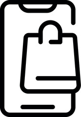 Poster - Illustration of a trendy. Simple. And modern mobile shopping icon in black and white. Representing ecommerce. Online purchase. And digital consumerism