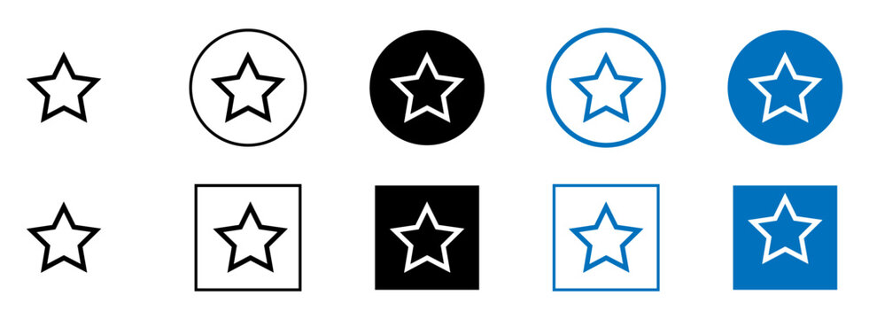 Star icon rating symbol set. Reward rating mark icons collection. Editable stroke.