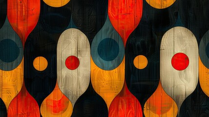 Wall Mural - mid century modern pattern using spring colors