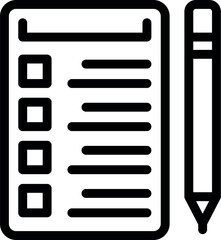 Wall Mural - Black and white symbol of a checklist clipboard and pen for organization concepts