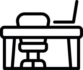 Poster - Minimalist and contemporary modern workspace icon for office. Desk. Chair. Laptop. And furniture. Featuring clean lines. Ergonomic design. And professional setup. Perfect for work from home. Mobile