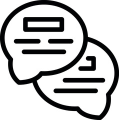 Poster - Black line illustration of two overlapping chat bubbles, symbolizing communication or messaging