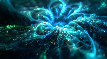 Wall Mural - A blue and green swirl of light and color