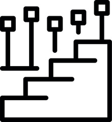 Poster - Black and white vector icon illustration representing a bar chart with data points for analytics
