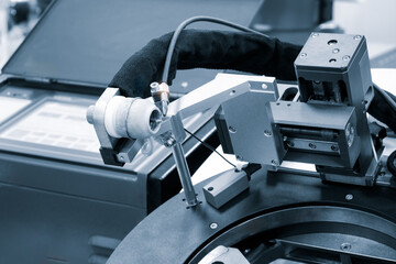 Poster - Modern automatic welding machine, industrial concept background