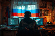 © abvbakarrr - Russian hacker computer scientist working, anonymous person concept