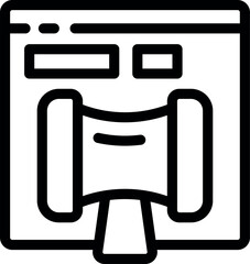 Poster - Line art icon representing a web interface with a speech bubble, ideal for digital communication themes